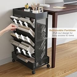 COVAODQ Book Cart with Wheels Mobile Bookshelf