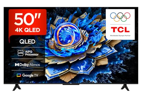 TCL 50T69C 50” QLED 60HZ, 4K HDR, Google TV, Smart TV((Dolby Vision & Atmos, Motion clarity, compatibile con Google Assistant & Alexa), 2025