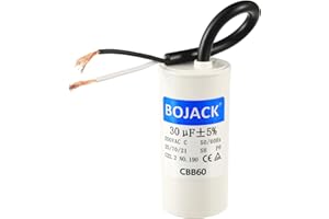 BOJACK Run Capacitor 30 uF MFD 250V AC 30 MFD CBB60 2 Wire 50/60Hz Cylinder Motor Run Capacitor for Motor Blower air Compressor and air Conditioner Compressor Replacement Part