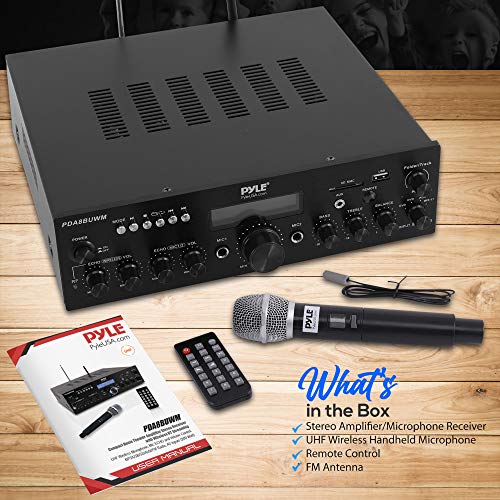 Wireless Microphone Power Amplifier System 200W Dual Channel Sound Audio Stereo Karaoke