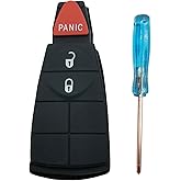 Key Fob Button Pad Replacement Fit for Dodge RAM 1500 2500 3500 Grand Caravan Journey Durango Jeep Grand Cherokee Keyless Entry Remote Control Car Key Fob Cover Case Shell Insert Keypad (3 Buttons, 1)