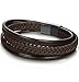 Jstyle Braided Leather Bracelet for Men Bangle Wrap Stainless Steel 8 Inch Brown