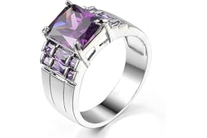 Narica Silver Plated 3-Stone Emerald Cut Created Rainbow Topaz Blue Sapphire Cubic Zirconia Filled Halo Wedding Engagement Band Elegant Women's Ring for Mom Girls Bridal Lover Gift