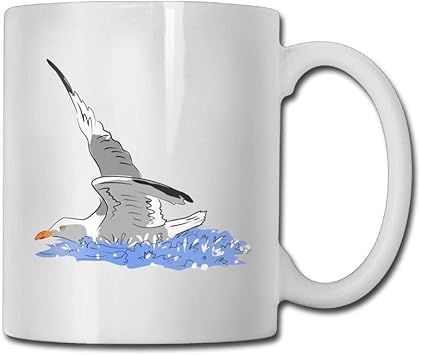 Amazon シーマグカップで飛ぶカモメ11オンス婚約ギフトセラミックティーカップ 家族や友人へのプレゼント 楽しい白いコーヒーカップ ホーム キッチン