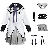 Juejuezi Women Madoka Magica Magi Costume Homuras Akemi Cosplay Uniform Dress High School Outfit Halloween