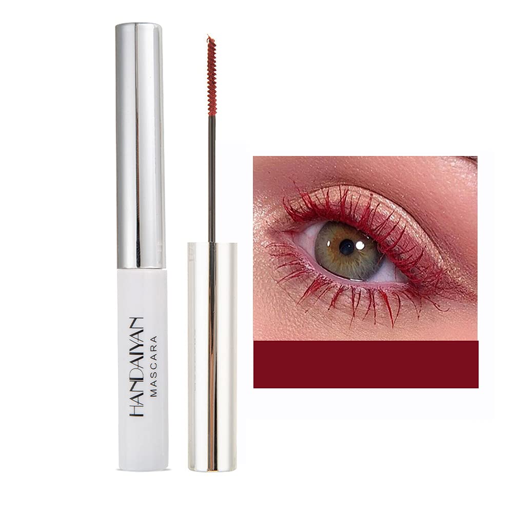 OCHILIMA 4D Mascara Colorful Fiber Mascara Charming Long Lasting, Thick & Long Eyelash Waterproof and Smudge-proof Eyes Makeup, Dark Red
