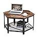 VASAGLE Industrial Coffee Table, Hexagonal Wooden Table, Stable Metal Frame and Mesh Shelf, Rustic Brown