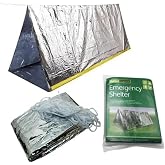 2 Person Mylar Emergency Shelter Tube Tent + Paracord &bull; All-Weather Protection for Camping, Hiking, &amp; Survival Kits Sliver