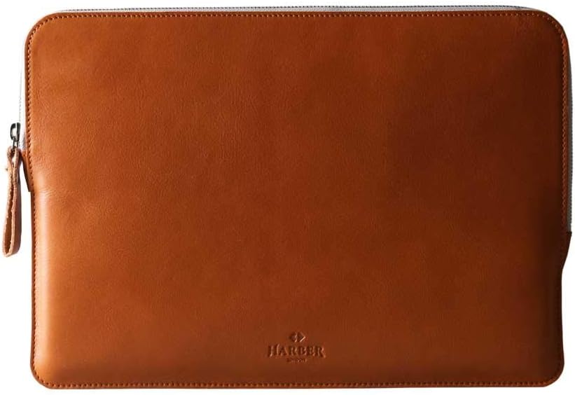 Harber London - Schmales Lederetui aus Leder Macbook 13"- Tan