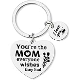 Mother Mom Birthday Gifts from Daughter Son I Love You Keychain Gift for Mother Mom Mothers Day Gifts for Mom Mama Mommy Retirement Gift for Mam Stepmom Engraved Heart Keyring for Women