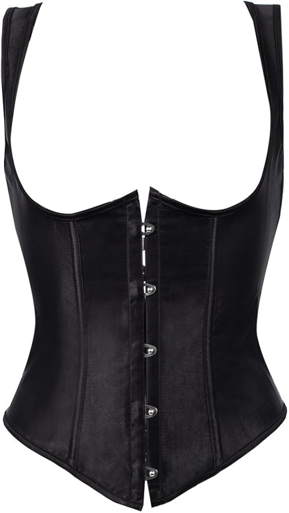 TINGLU Women's Underbust Corset Belt Black Steampunk Bustier Tops Waist Training Cincher Shaper for Weight Loss