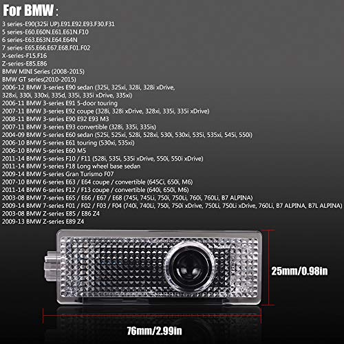 Car Door Light Logo Projector Lighting, 4 Pcs LED Car Ghost Shadow Welcome Lights East Installtion for BMW M 3 5 6 7 X Z GT Mini Series - Thumbnail 2