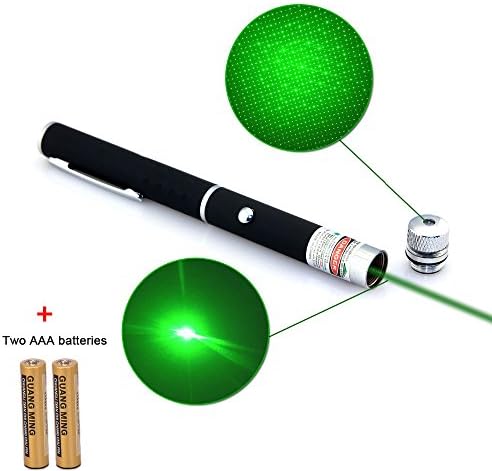 High Power 5mw Teaching pen flashlight Beam Laser Pointer Lazer Projector Pen (Green + stars + batteries)