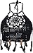 Women's Crochet Bralette Bralet Bra Floral Tassel Bandeau Bikini Bra Crop Tops, Black