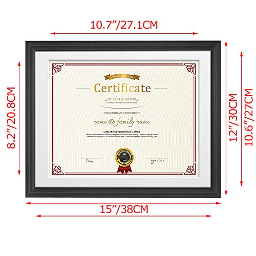 8.5 x 11 Frame Set of 2 Diploma Certificate Document Black Wood Picture