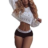 Womens Printing Hooded Pullover Crop Top Hoodie Sweatshirts