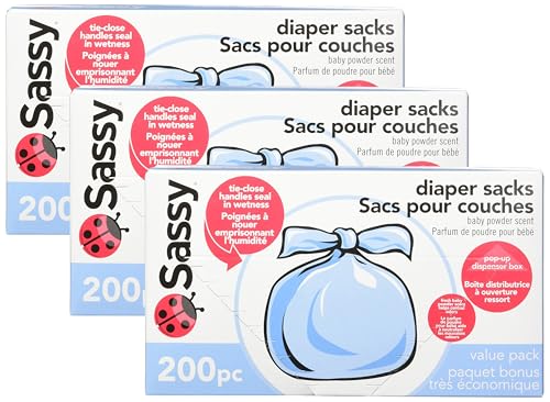 Sassy Baby Disposable Diaper Sacks, 200 Count, Packaging may vary (Pack of 3)