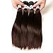 Dark Brown Bundles Human Hair BrazilianStraight Hair Extensions Sew In 9A Grade Virgin 100% Unprocessed Remy Human Hair Weave Extensions (Straight 2#, 18 20 22inch)