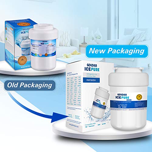 Golden Icepure MWF Replacement Refrigerator Water Filter, Compatible with GE MWF,SmartWater,FMG-1,MWFP,MWFA,GWF,GWFA,Kenmore 469991 (4-Pack)
