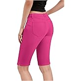 Hybrid & Company Womens Ultra Comfy Butt Lift Stretch Bermuda City Shorts