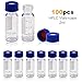 Membrane Solutions Autosampler Vials, 2ml HPLC Vials, 9-425 Lab Clear Vials with Write-on Spot and Graduations, 9mm Blue ABS Screw Caps & Septa for GC Sample Vials, 100 Pcs