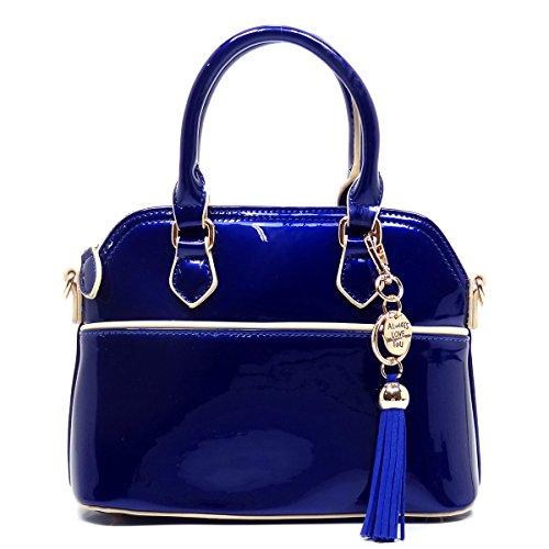 Elphis Patent Vegan Leather Glossy Cute Mini Dome Satchel Handbag
