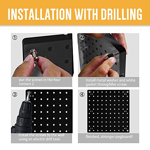 HJW Pegboard Wall Mount Display Pegboard Wall Panel, 4 Pack Pegboard