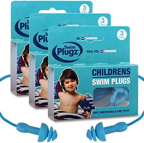 9 Pairs Of Childs Silicone Swimming Push In Ear Plugs & Safety Cord - Comes With TCH Anti-Bacterial Pen!