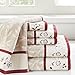 Madison Park Serene 100% Cotton Bath Towel Set Luxurious Floral Decorative Towels for Bathroom Embroidered Cotton Jacquard Design Soft Highly Absorbent for Shower 600 GSM, Multi-Sizes, Red 6 Piece