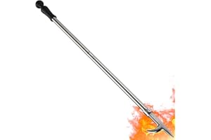 BSBSBEST Fire Pit Poker, 46 Inch Extra Long Outdoor Fire Poker for Fireplace, Fire Pit, Campfire, Wood Stove and Indoor Use, Heavy Duty Wrought Steel Campfire Poker Tool, Rust-Resistant Silver Finish