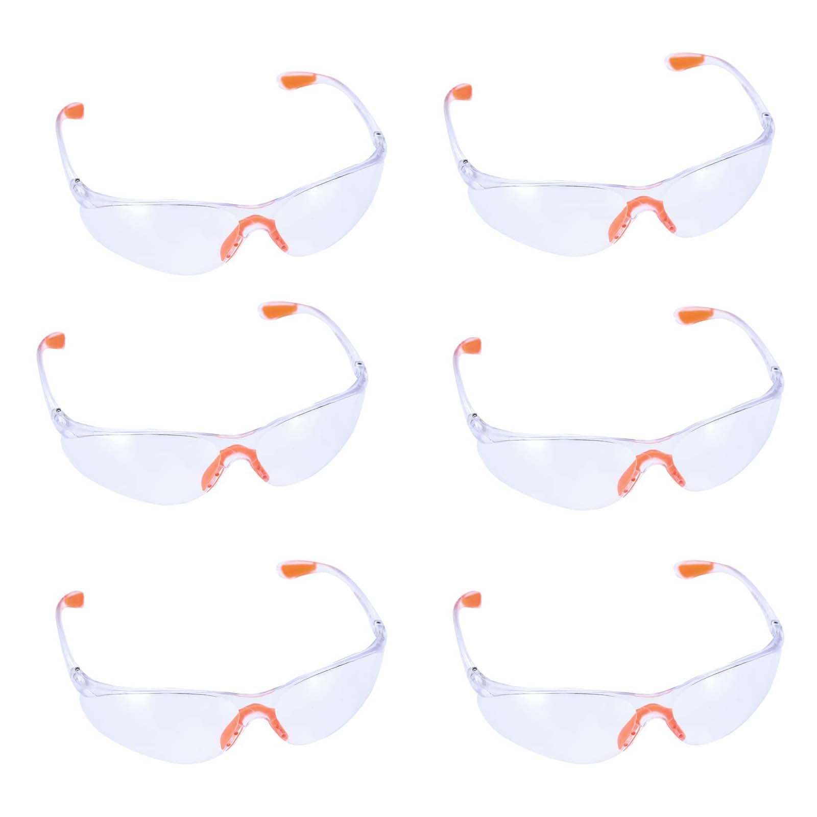 NUDFSY 6 PCS Safety Goggles Eyewear Safety Specs Clear Eye Protection Glasses Protective Safety Glasses for Work Personal Protective Equipment Security Glasses Anti Dust/Scratch/Mist/Wind