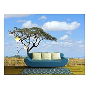 Lonely Tree on The Plain - Removable Wall Mural | Self-Adhesive Large Wallpaper - 66x96 inches