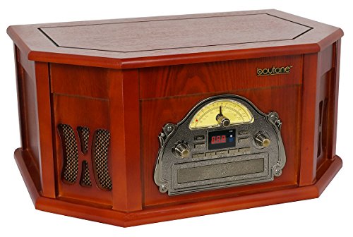 Boytone-BT-25CH-8-in-1-Natural-Wood-Classic-Turntable-Stereo-System-with-Bluetooth-Connection-Vinyl-Record-Player-AMFM-CD-Cassette-USB-SD-Slot-2-Built-in-Speakers-Remote-Control-MP3-Player