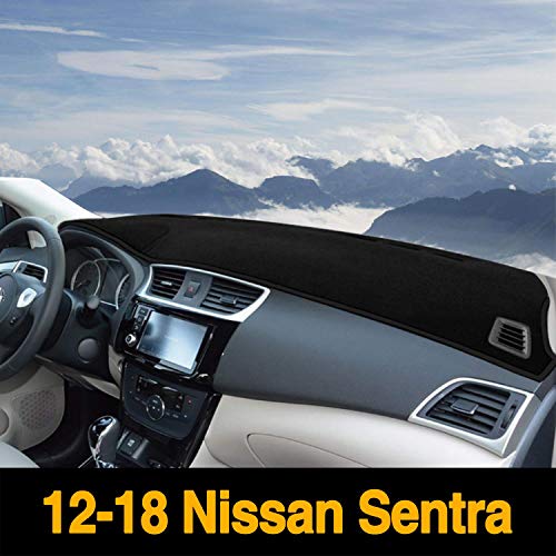 Autoxrun Dashboard Carpet Black Center Console Cover Dash Mat Protector Sunshield Cover Custom Fits 2012-2018 Nissan Sentra