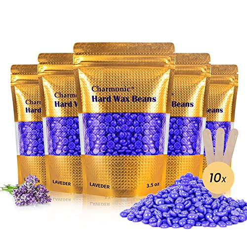 Charmonic 17.5 Oz Hair Wax Beans, Hard Body Wax Beans, Hair Removal Depilatory Wax European Beads for Women Men 500g/1.1 lb (lavender)