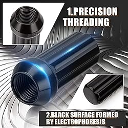 DYNOFIT 14mmx1.5 Wheel Lug Nuts, 32x Black M14x1.5