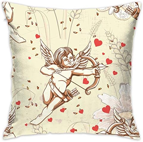 18x18 Inches Square Throw Pillow Covers Cupid Print Pillow Cushion Cases Couch Sofa Bed