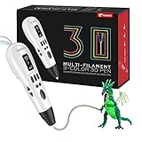 TECBOSS 3D Pen Pro, MP01 3D Printing Pen with Smart Control Panel, First 3D Printer Pen Support Drawing in 3 Colors at The Same Time, Best 3D Art Pen Interesting Gifts for All Age