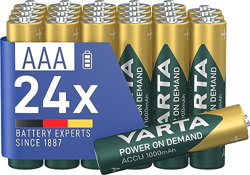 Pilas AAA, recargables, paquete de 24, Recharge Accu Power on Demand, batería recargable, 1000 mAh Ni-MH, sin efecto memoria, precargadas, listas para usar