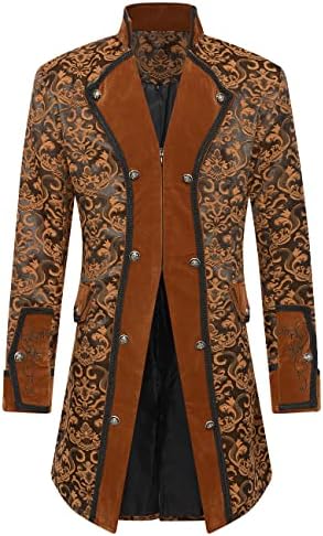 Chaqueta Larga Gótica Steampunk Vintage Para Hombre, Gabardina Retro Medieval Abrigo De Caballero Guerrero Abrigo Largo Victoria Para Hombre De Talla Grande