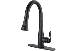 Mbillion Matte Black Kitchen Sink Faucet with Pull-Down Sprayer – 1 or 3 Hole Stainless Steel, Anti-Splash Head – Modern Design for Farmhouse, RV, Laundry Room