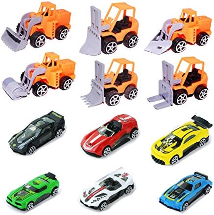 Pull Back Vehicles,12 Pack Assorted Construction Vehicles and Race Car,Inertia Toy Early Engineering Vehicles Friction Powered,Vehicles Truck Mini Car Toy For Kids Toddlers Boys