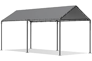 GAILDON Carports Canopy 10x20 Heavy Duty, Metal Carport Waterproof Carports Garage Tent with 6 Steel Stakes Outdoor for Car Tuck Boat SUV Party (Grey)