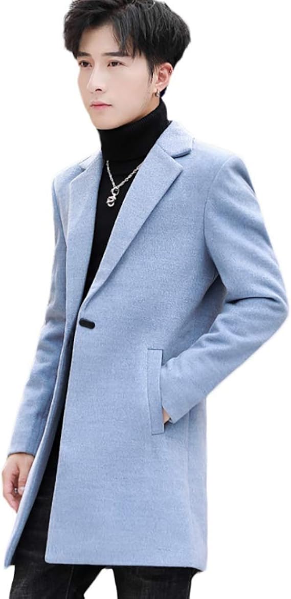 Amazon Imivio メンズ チェスターコート エレガンス ウールコート テーラードジャケット ラシャーコート ｐコート 秋冬 アウターコート ロングコート スプリングコート スーツジャケット 暖かい 通勤 通学 ブルー M コート ジャケット 通販
