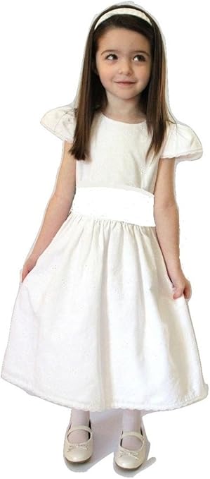 white eyelet flower girl dress