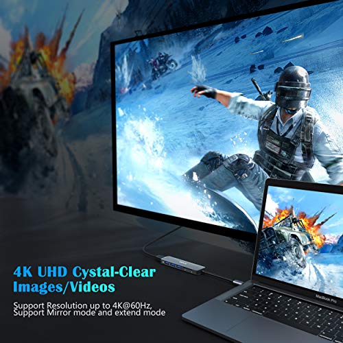 USB C to HDMI Adapter, 6 IN 1 MacBook Pro Adapter USB C Hub 4K@60Hz for MacBook Pro 2020-2016, MacBook Air 2020-2018, Ipad Pro 2020, Surface Pro 7, Dell XPS, USB C to 4K HDMI, SD/TF and 3 USB - Image 6