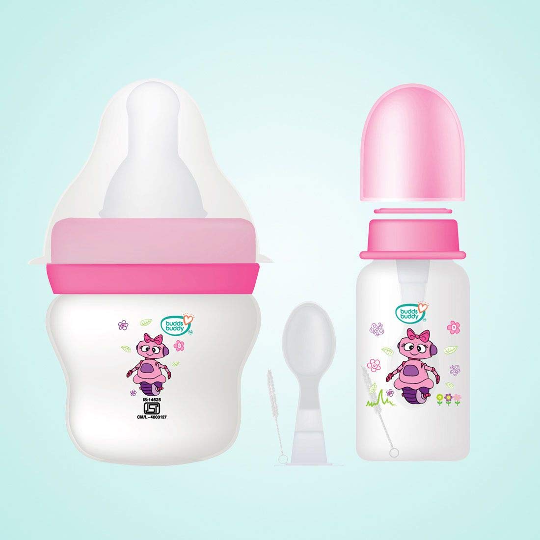 Buy Buddsbudy Baby S Feeding Bottle Pink 60 Ml Set Of 2 And