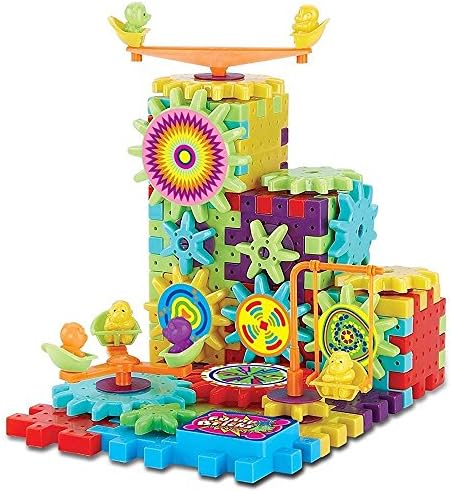 Toy Set, Building Construction Set by United Planet{ 81 Piece Kit } Colorful Motorized Spinning Gears - Interlocking Learning Blocks - Fun, Entertaining &amp; Educational - Gift for Girls &amp; Boys 3+