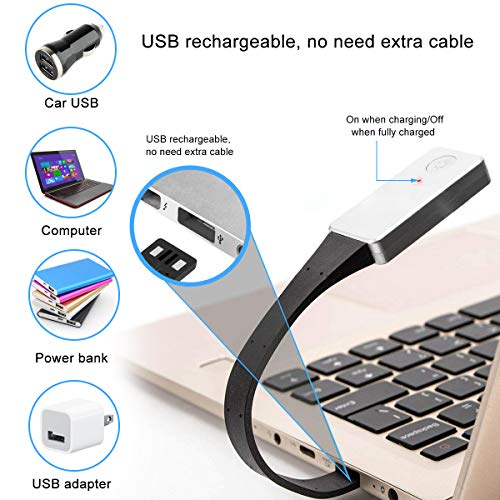 LED Reading Light,Clip on Book Light for Reading in Bed,Soft Light Eye-Care USB Rechargeable Reading Lamp,3-Level Brightness Flexible Bookmark Light for Book, Kids, Bookworms,Readers