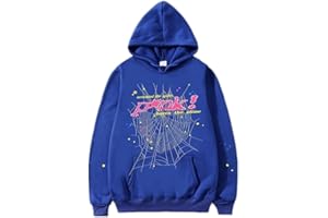 BlupinKurzi Y2k Hoodie Spider Web Print Streetwear Hoodies Punk Long Sleeve Pocket Hoodie Sweatshirt